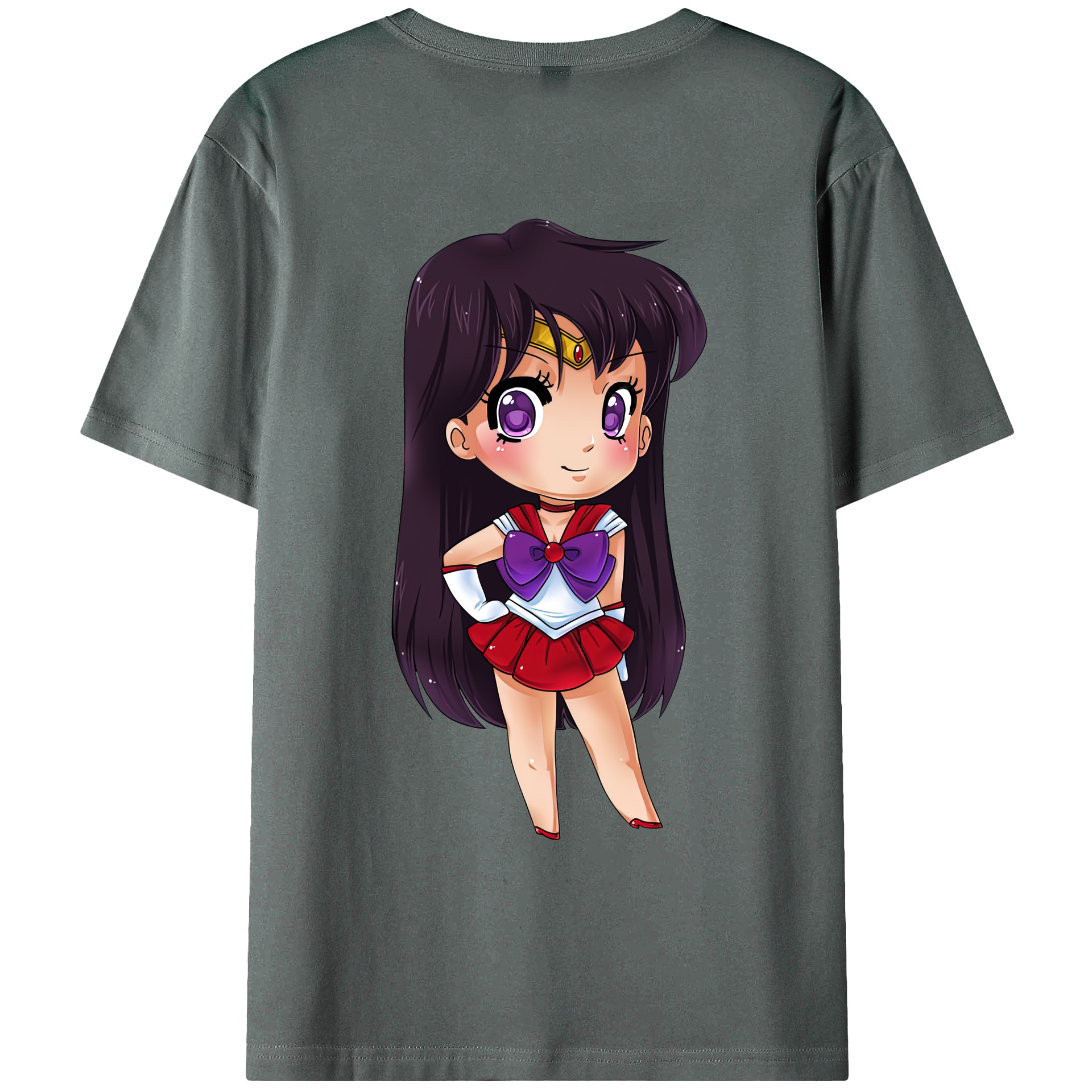 （画像用） 美少女戦士セーラームーン 火野レイ ひの レイ Sailor Moon Hino Rei （セーラーマーズ,Sailor Mars） 綿100％ メンズ半袖Tシャツ（バックプリント） 通気性